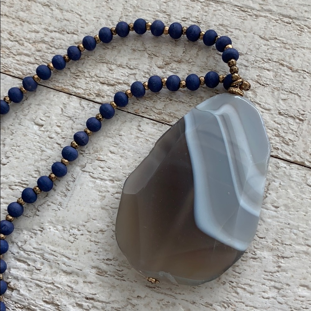 NWOT Natural Stone & Wood Bead Necklace